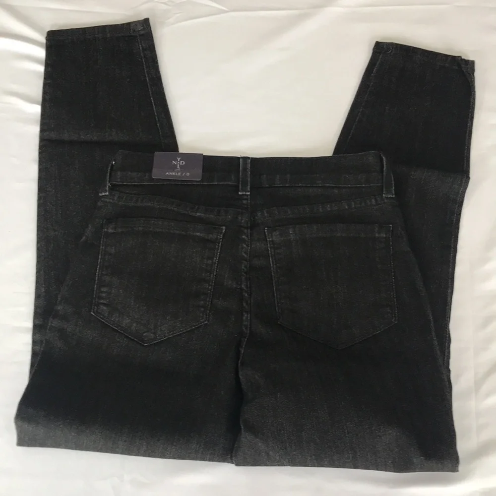 NYDJ Slim Ankle Jeans Black Denim Size 0 Made in USA